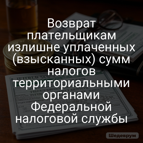 Возврат плательщикам излишне уплаченных (взысканных) сумм налогов территориальными органами Федеральной налоговой службы