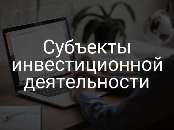 Субъекты инвестиционной деятельности