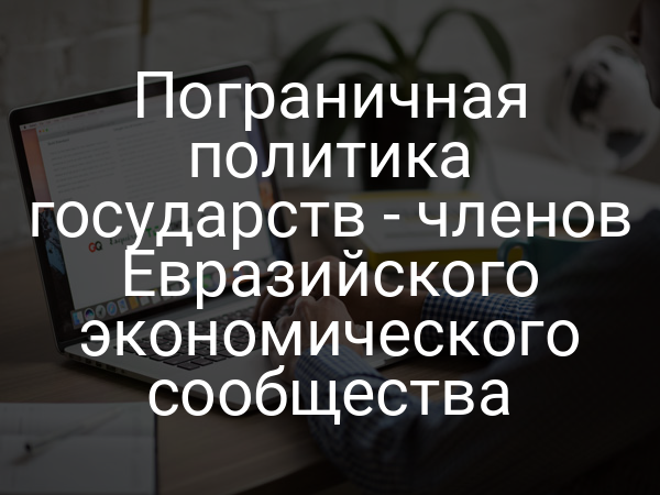 Пограничная политика государств - членов Евразийского экономического сообщества