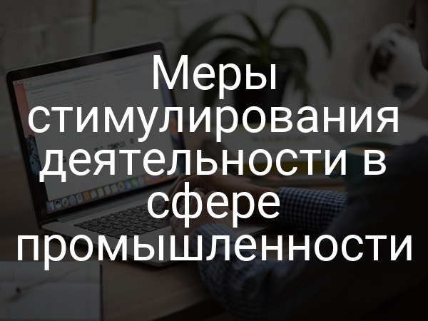 Меры стимулирования деятельности в сфере промышленности