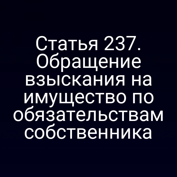 Статья 237. Обращение взыскания на имущество по обязательствам собственника