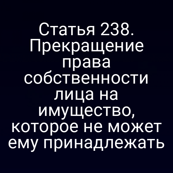 Статья 238. Прекращение права собственности лица на имущество, которое не может ему принадлежать
