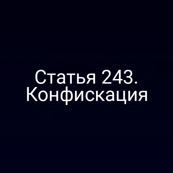 Статья 243. Конфискация
