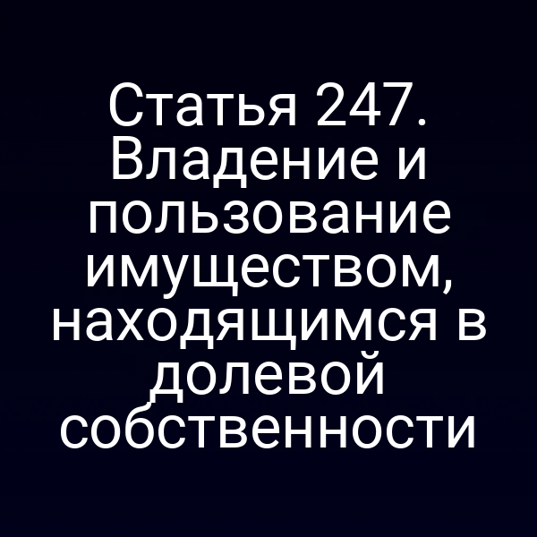 Статья 247. Владение и пользование имуществом, находящимся в долевой собственности
