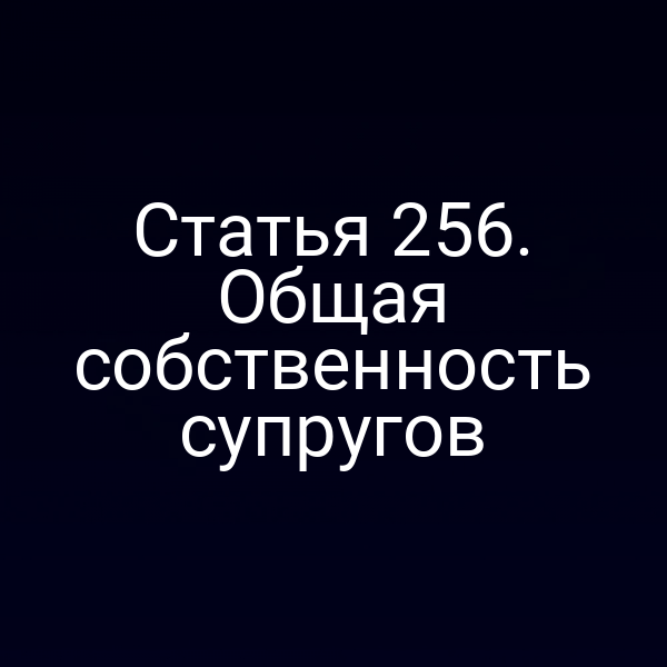 Статья 256. Общая собственность супругов