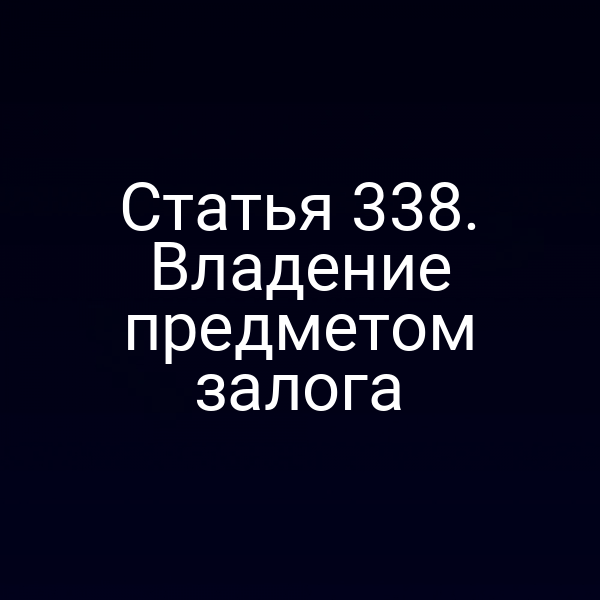 Статья 338. Владение предметом залога