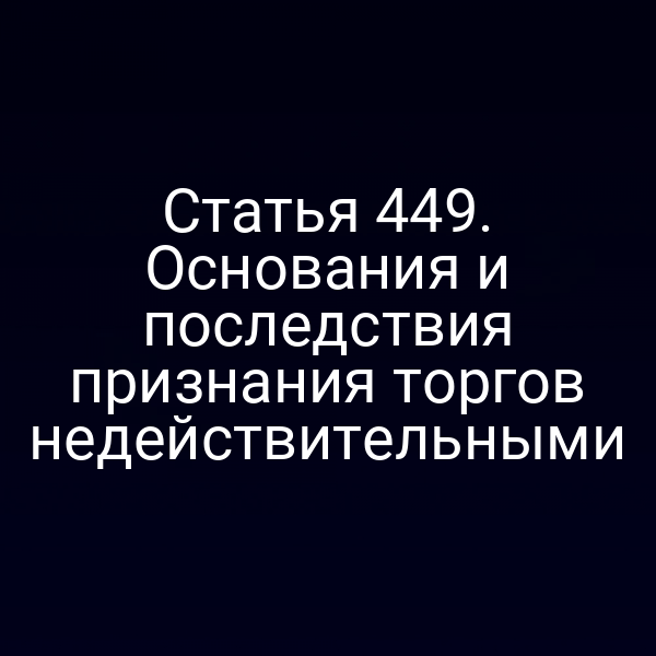 Статья 449. Основания и последствия признания торгов недействительными