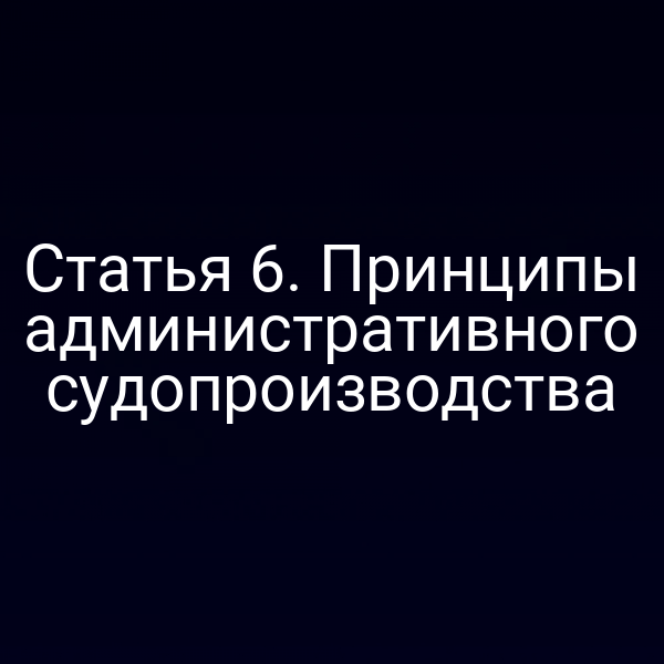 Статья 6. Принципы административного судопроизводства