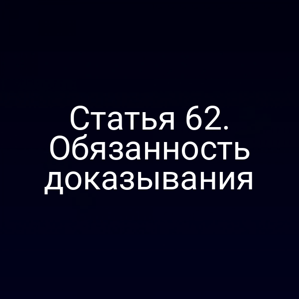 Статья 62. Обязанность доказывания
