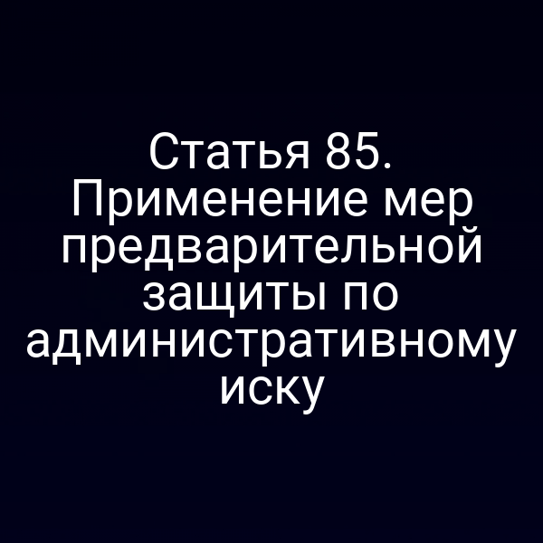 Статья 85. Применение мер предварительной защиты по административному иску