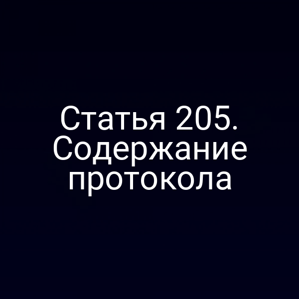 Статья 205. Содержание протокола