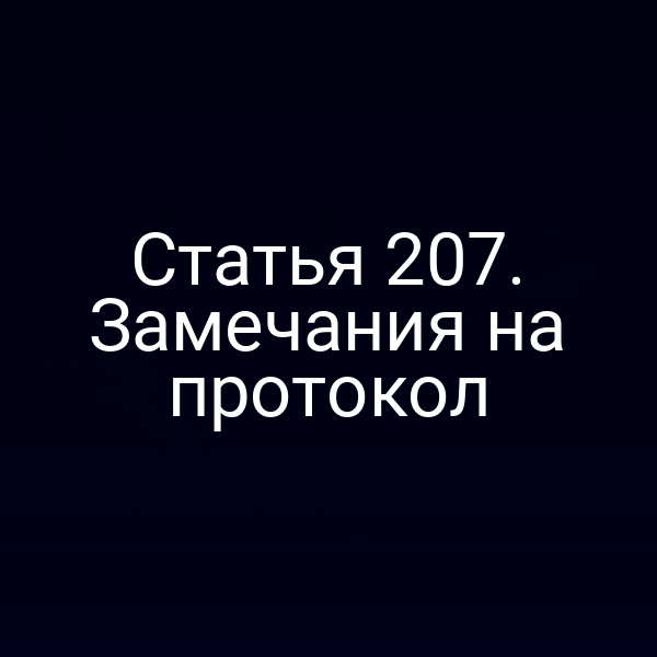 Статья 207. Замечания на протокол