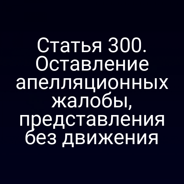 Статья 300. Оставление апелляционных жалобы, представления без движения