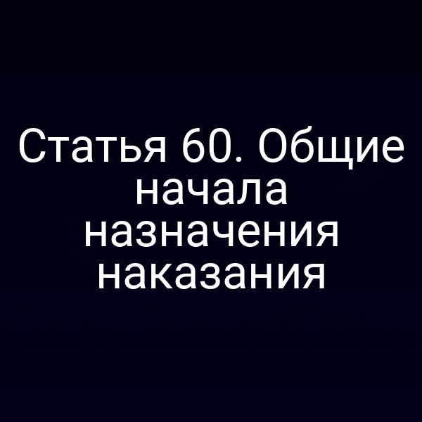 Статья 60. Общие начала назначения наказания