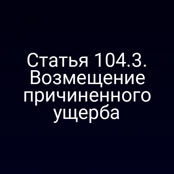 Статья 104.3. Возмещение причиненного ущерба