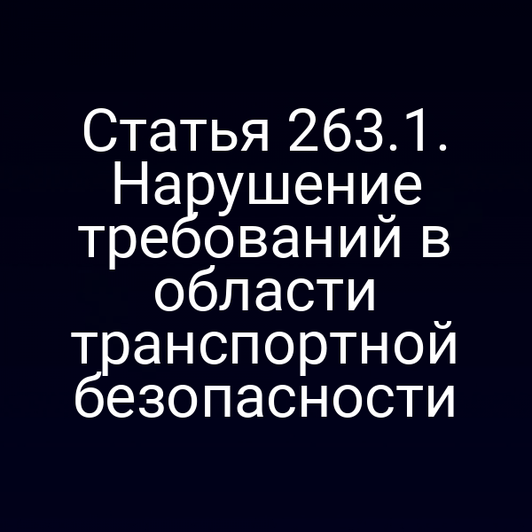 Статья 263.1. Нарушение требований в области транспортной безопасности