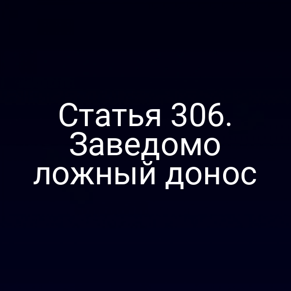 Статья 306. Заведомо ложный донос