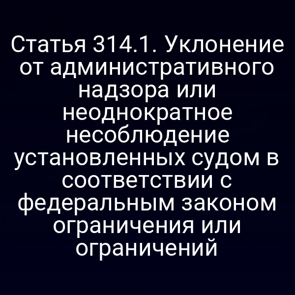 Статья 314.1. Уклонение от административного надзора или неоднократное несоблюдение установленных судом в соответствии с федеральным законом ограничения или ограничений