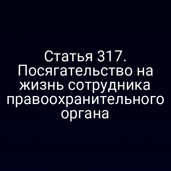 Статья 317. Посягательство на жизнь сотрудника правоохранительного органа