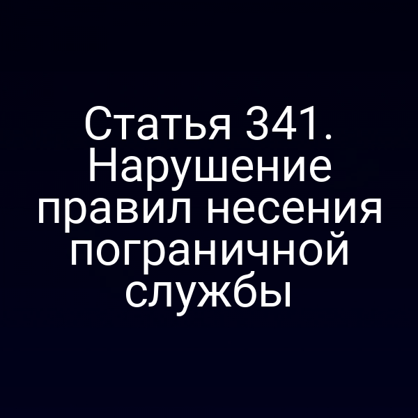 Статья 341. Нарушение правил несения пограничной службы