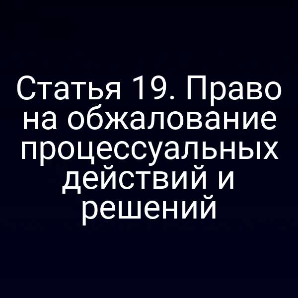 Статья 19. Право на обжалование процессуальных действий и решений