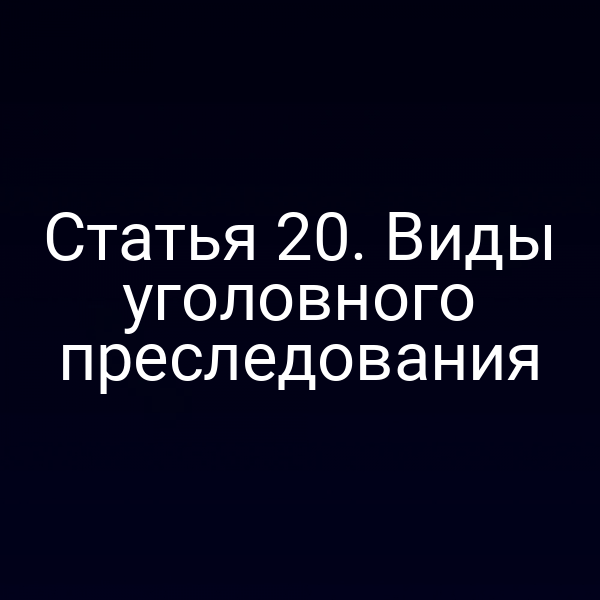 Статья 20. Виды уголовного преследования