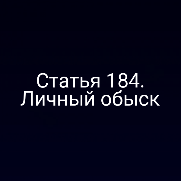 Статья 184. Личный обыск