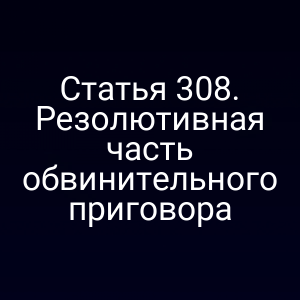 Статья 308. Резолютивная часть обвинительного приговора