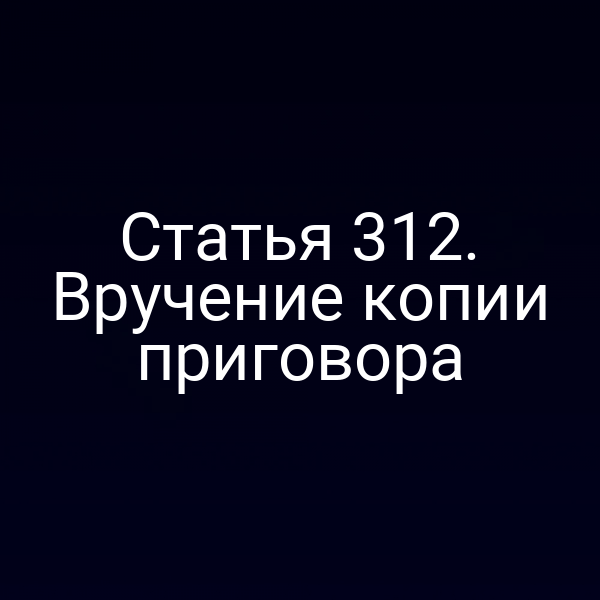 Статья 312. Вручение копии приговора