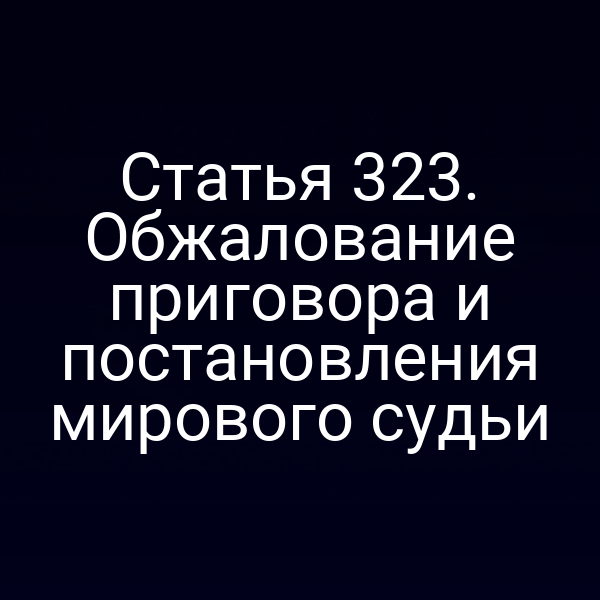 Статья 323. Обжалование приговора и постановления мирового судьи