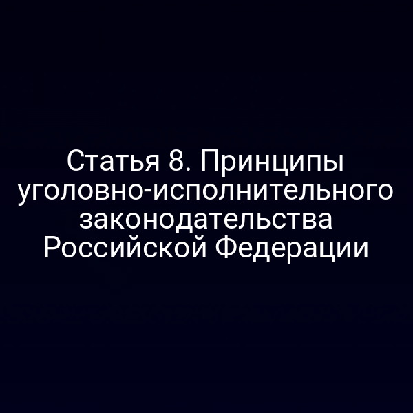 Статья 8. Принципы уголовно-исполнительного законодательства Российской Федерации