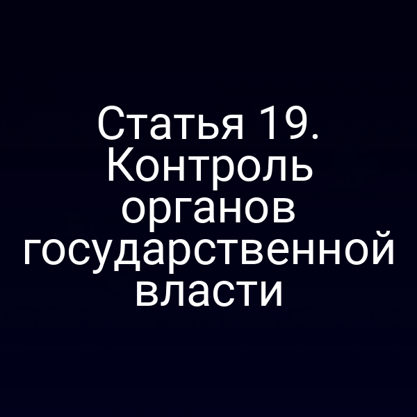 Статья 19. Контроль органов государственной власти