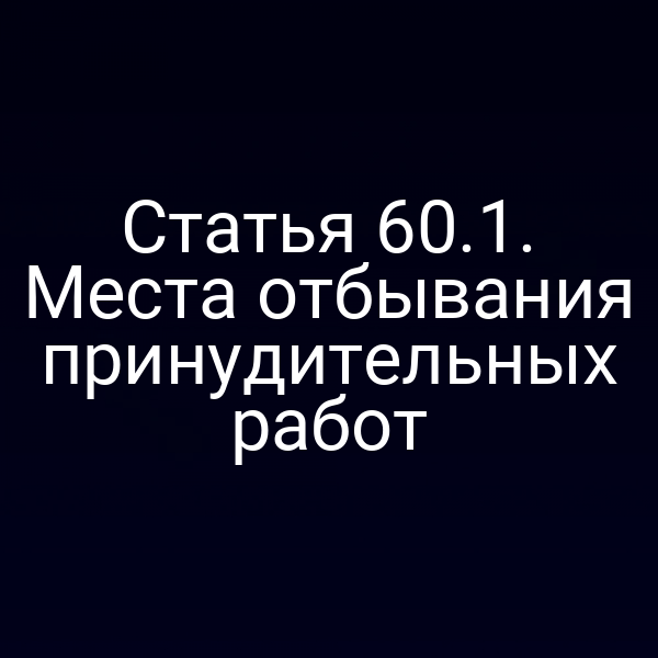 Статья 60.1. Места отбывания принудительных работ