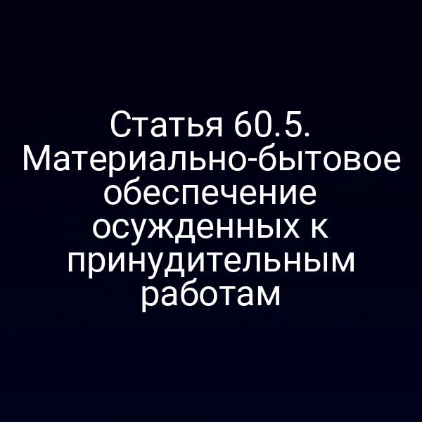 Статья 60.5. Материально-бытовое обеспечение осужденных к принудительным работам