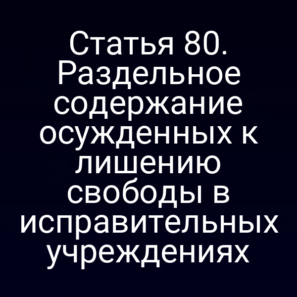 Статья 80. Раздельное содержание осужденных к лишению свободы в исправительных учреждениях
