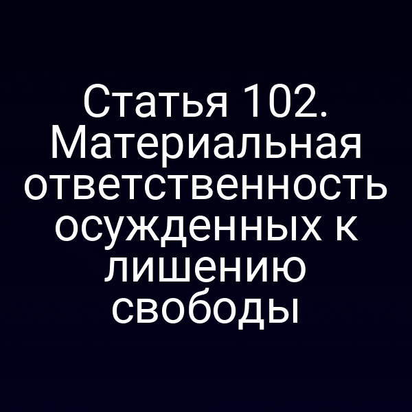 Статья 102. Материальная ответственность осужденных к лишению свободы