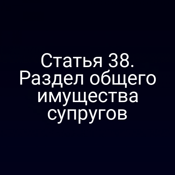 Статья 38. Раздел общего имущества супругов