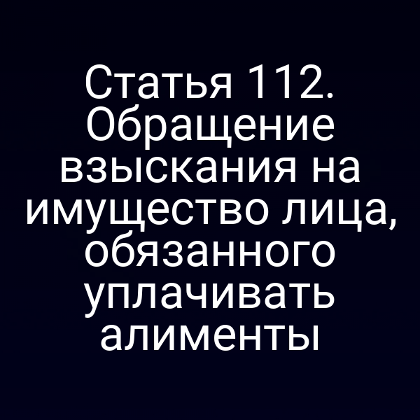 Статья 112. Обращение взыскания на имущество лица, обязанного уплачивать алименты