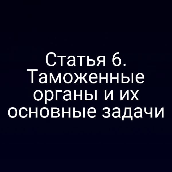 Статья 6. Таможенные органы и их основные задачи