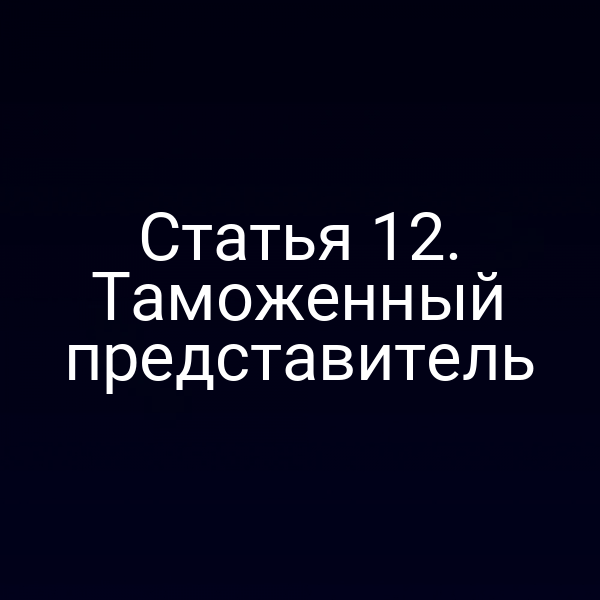 Статья 12. Таможенный представитель
