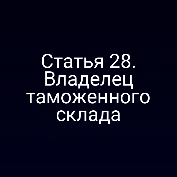 Статья 28. Владелец таможенного склада