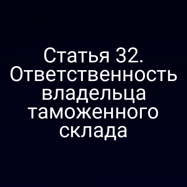 Статья 32. Ответственность владельца таможенного склада