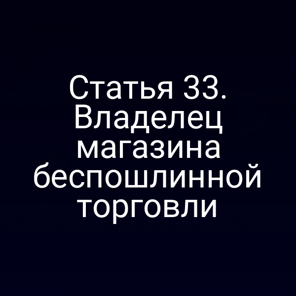 Статья 33. Владелец магазина беспошлинной торговли