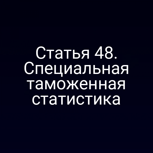 Статья 48. Специальная таможенная статистика