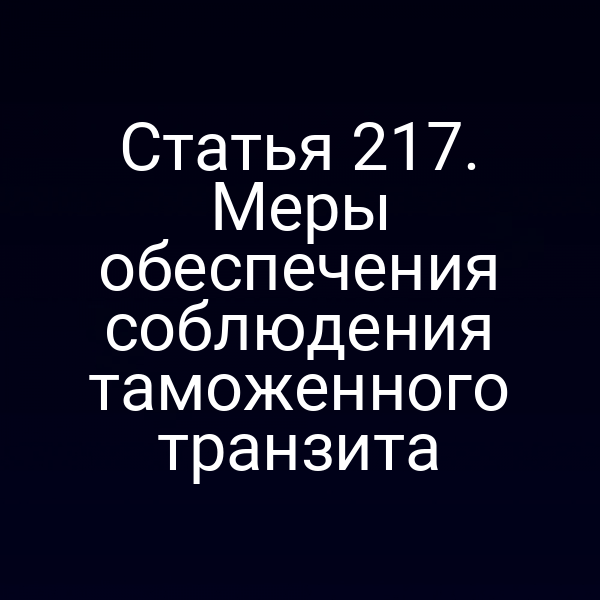 Статья 217. Меры обеспечения соблюдения таможенного транзита