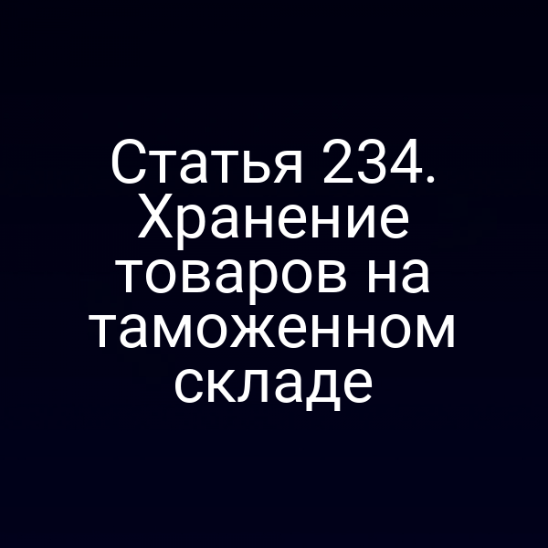 Статья 234. Хранение товаров на таможенном складе