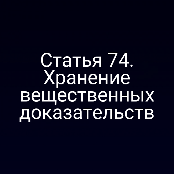 Статья 74. Хранение вещественных доказательств
