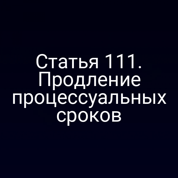 Статья 111. Продление процессуальных сроков