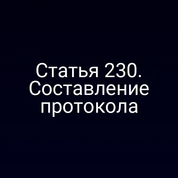 Статья 230. Составление протокола