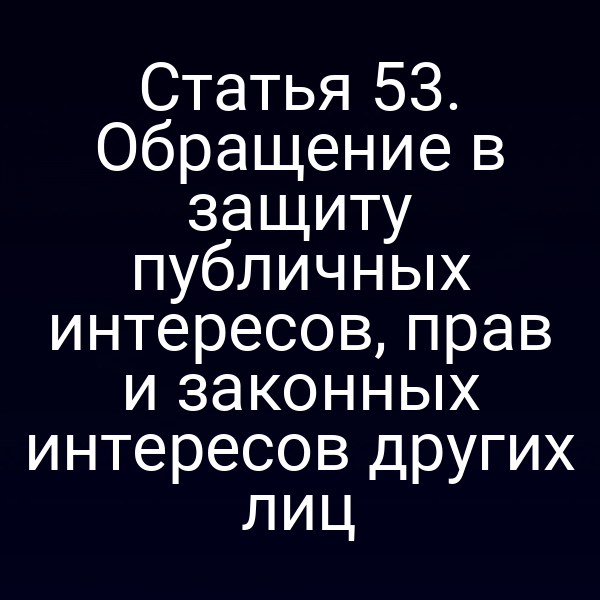 Статья 53. Обращение в защиту публичных интересов, прав и законных интересов других лиц